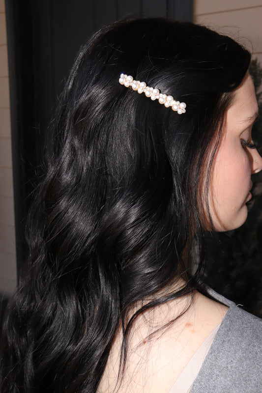 Pearl & Diamond Hair Barrette Clip