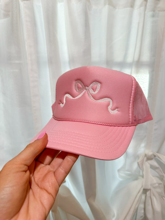 Pink Bow Foam Trucker Hat