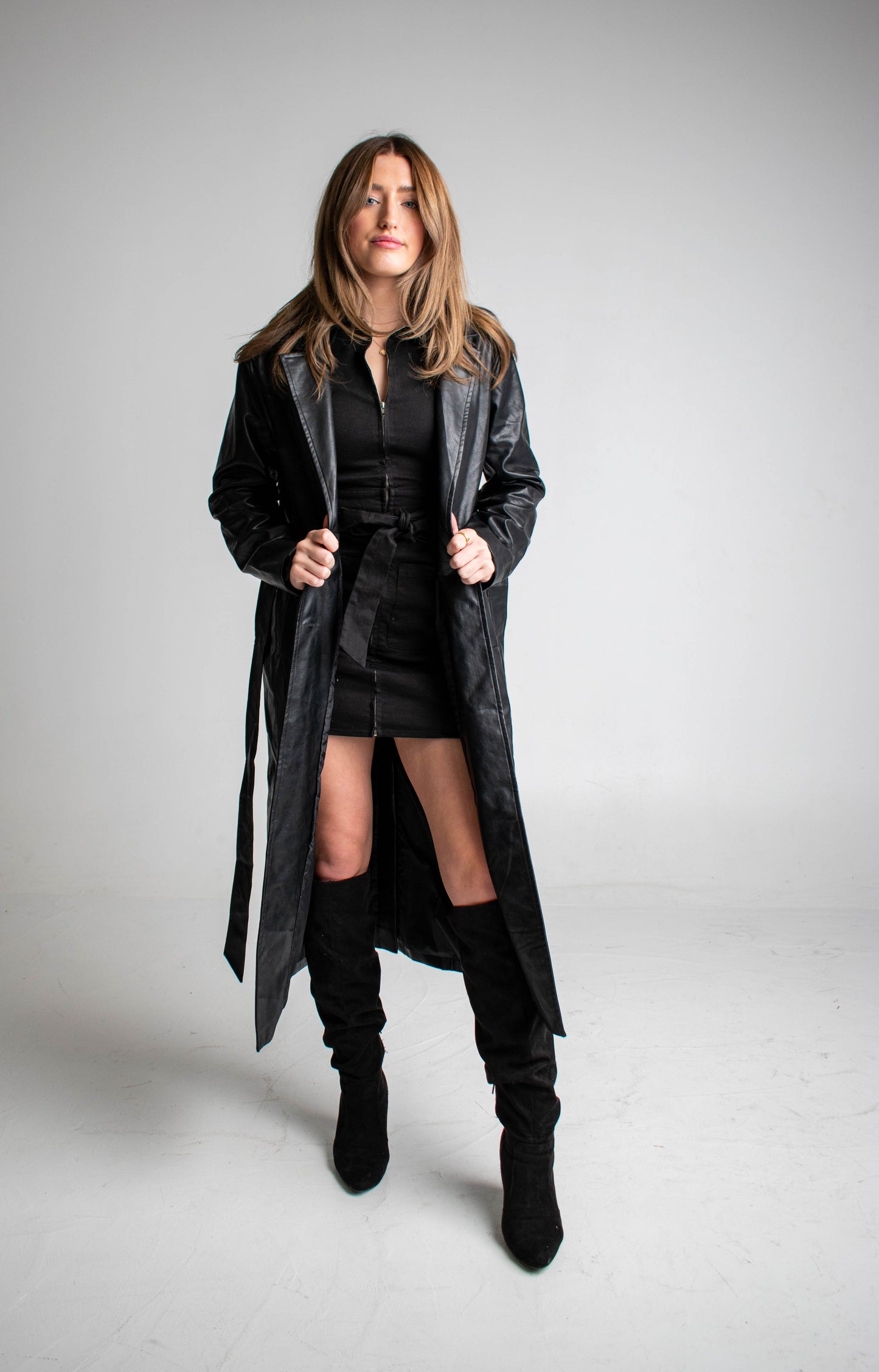 Rachel Faux Leather Trench Coat