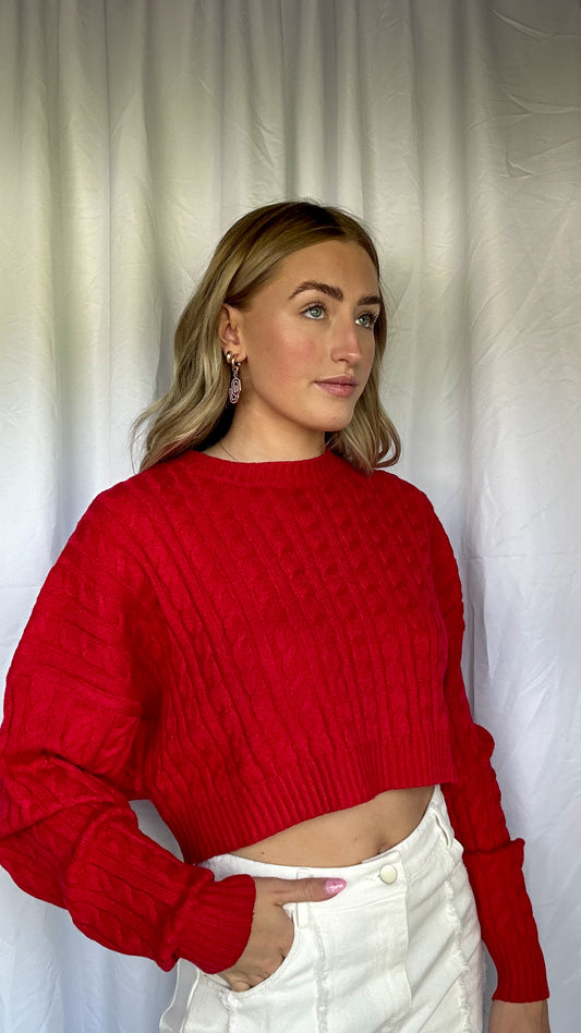 Rory Cropped Cable Knit Sweater