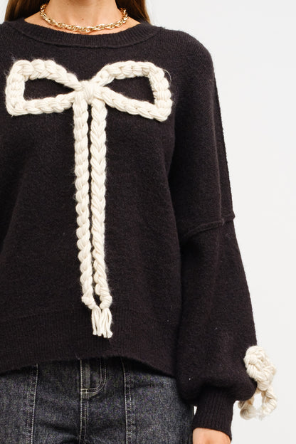 Claire Bow Sweater- Black