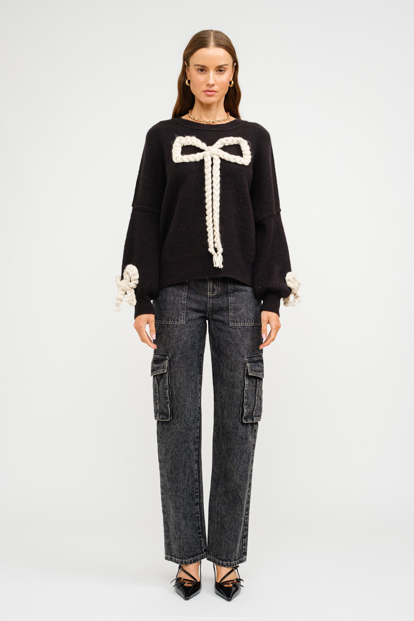 Claire Bow Sweater- Black