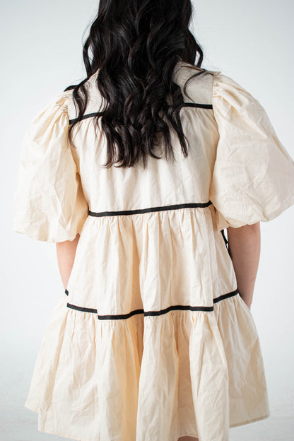 Savannah Shirt Dress - Cream & Black