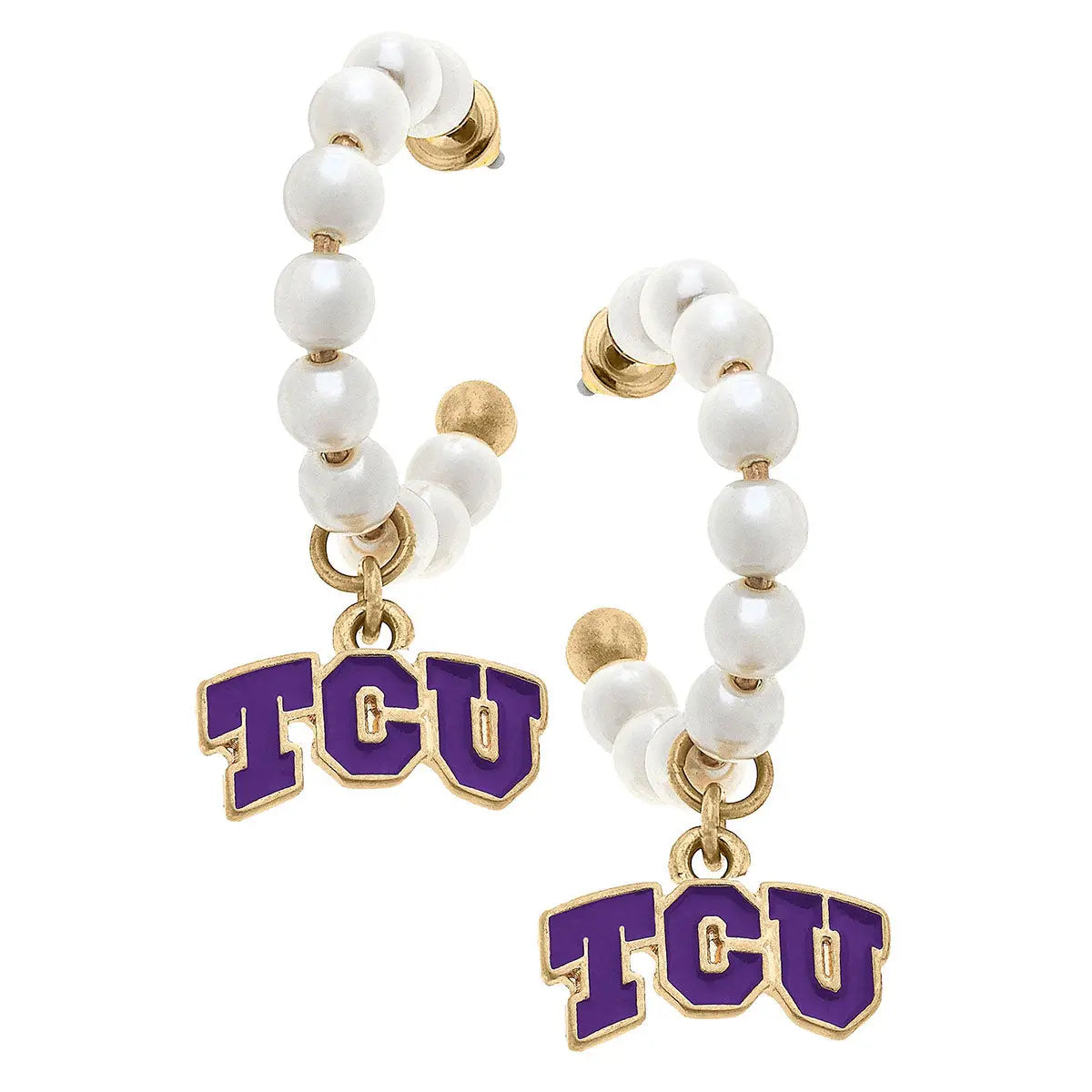 TCU Pearl Hoop Earrings