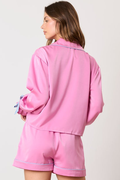 Luxe Deep Pink Satin Pajama SET