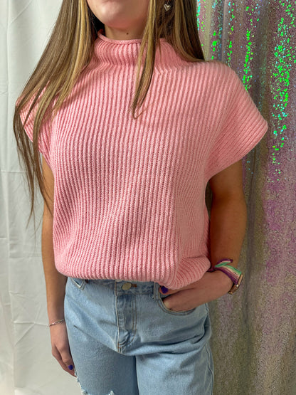 All That Power Shoulder Sweater Baby Pink