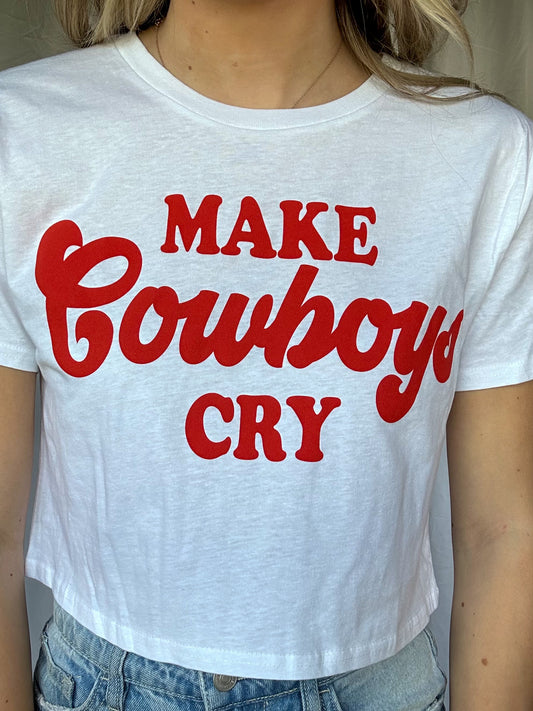 Make Cowboys Cry Crop Tee