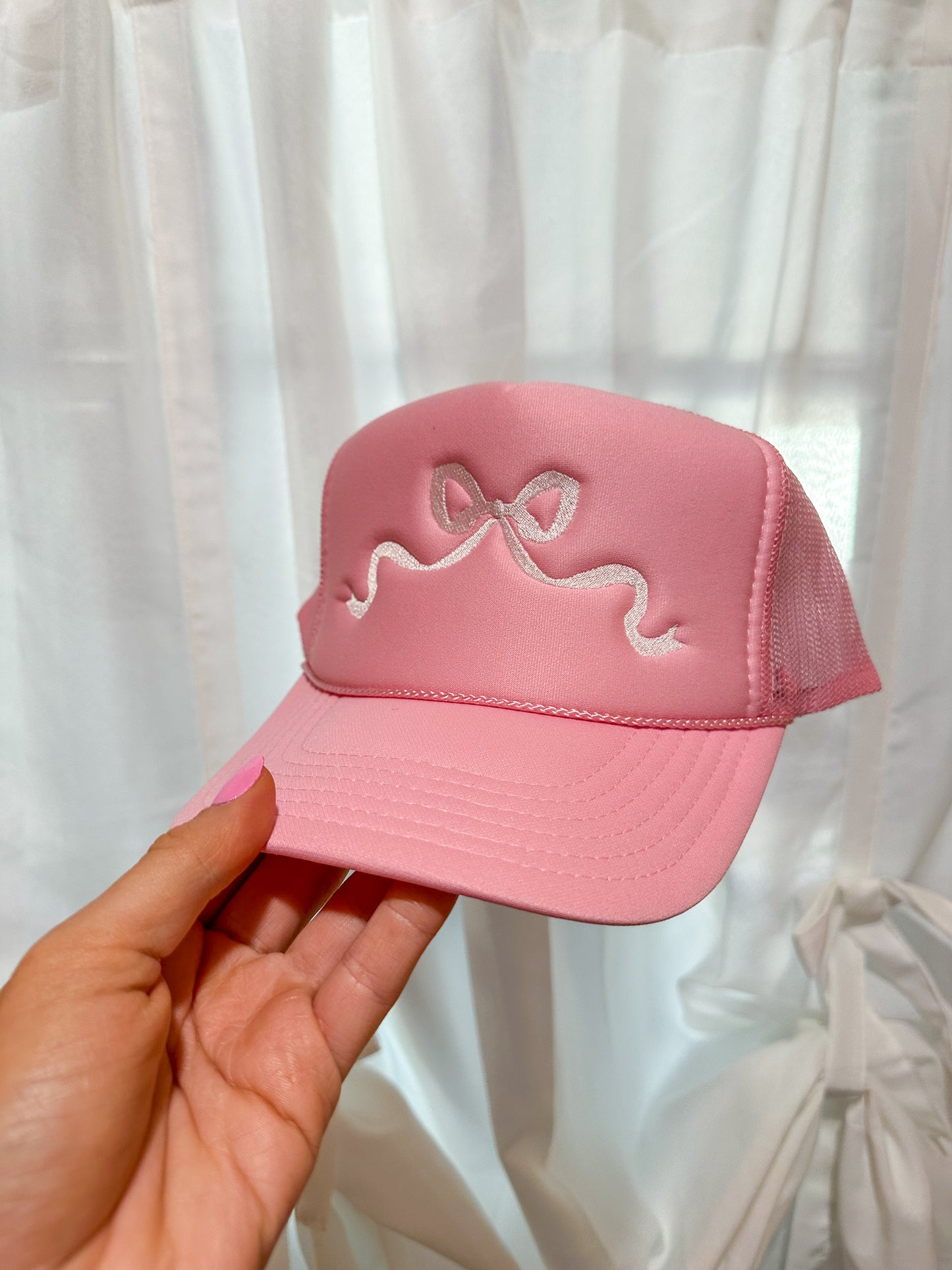 Pink Bow Foam Trucker Hat