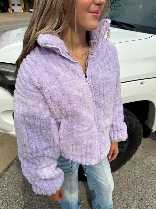 Lavender Sherpa Puffer Jacket