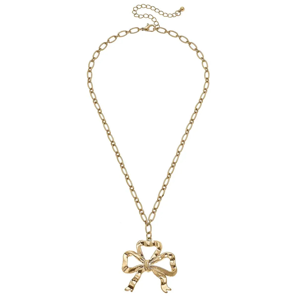 Greyson Bow Necklace in Worn Gold
