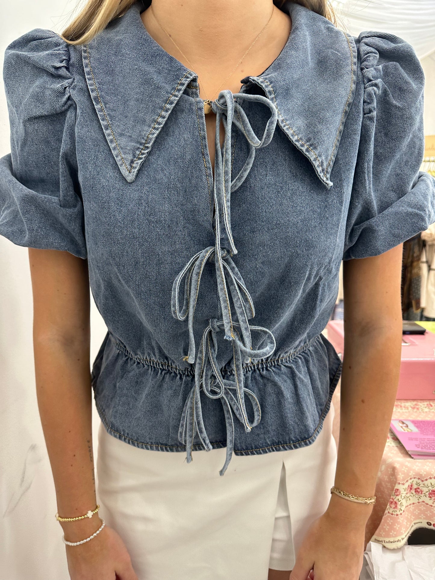 Aston Denim Tie Top