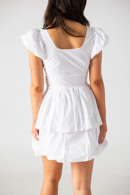 Lily White Bow Puff Dress