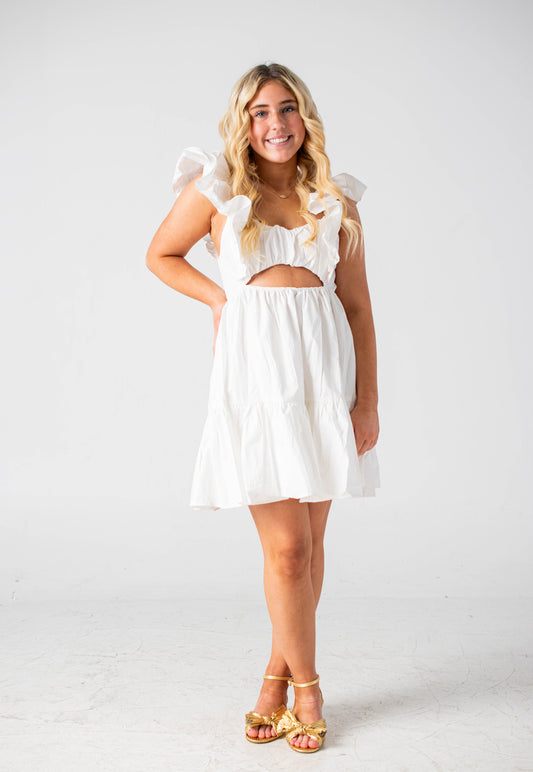 Chloe White Ruffle Dress