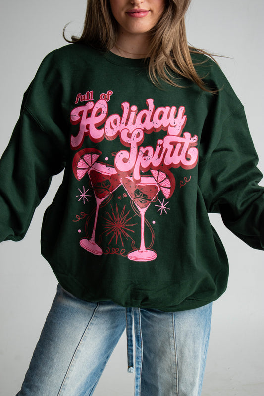 Full of Holiday Spirit Oversized 90s Crewneck Sweatshirt