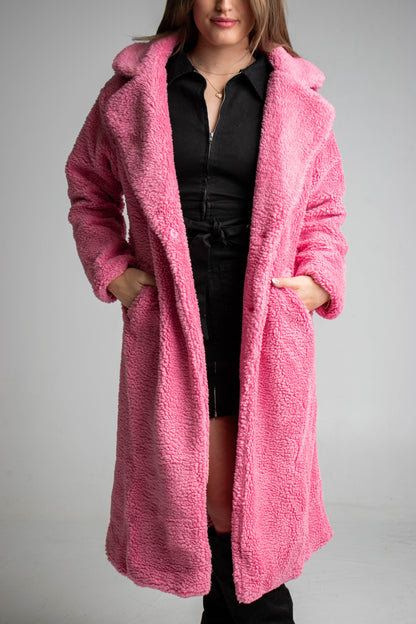 Elle Cozy Pink Teddy Coat