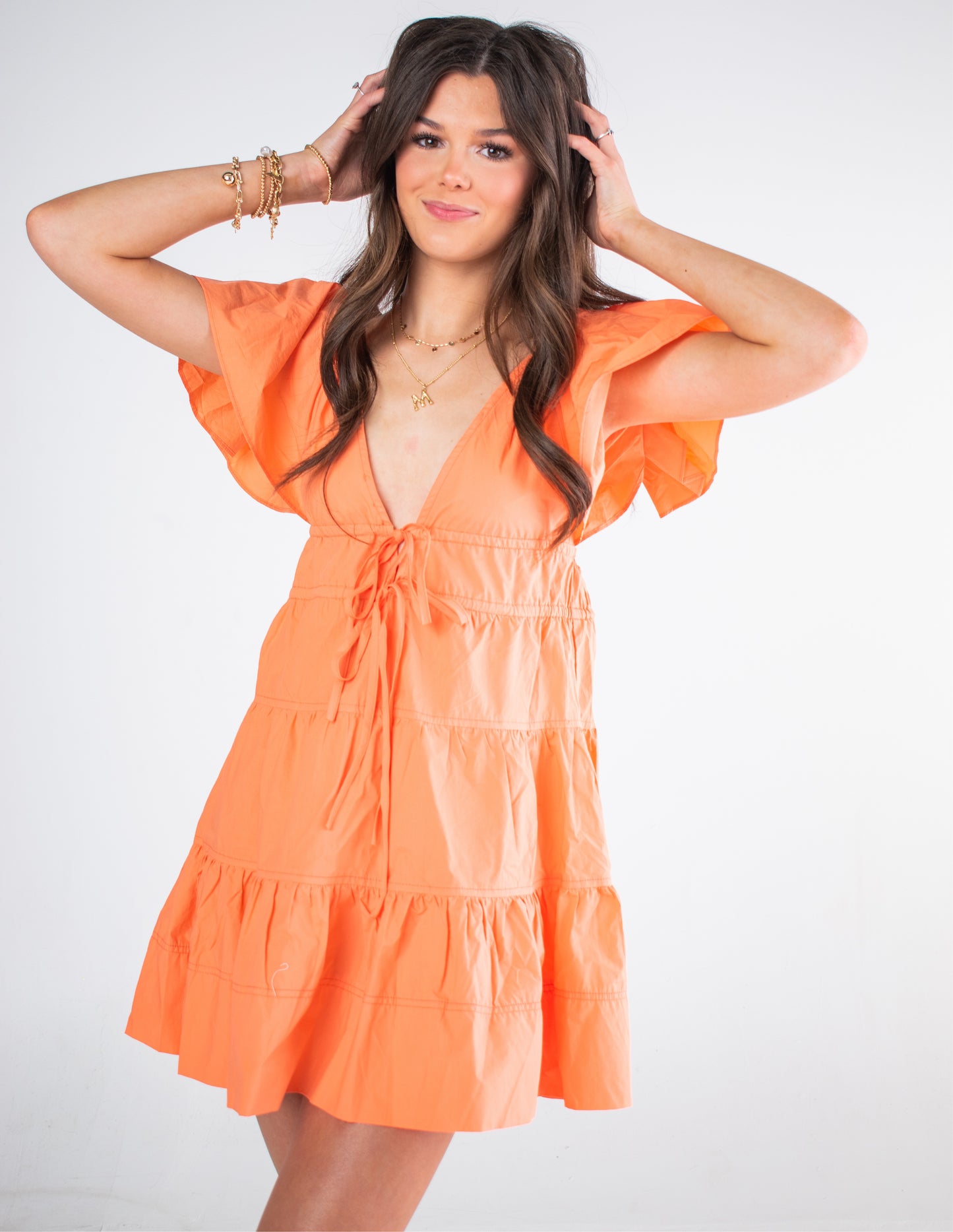 Sunkist Orange Ruffle Dress