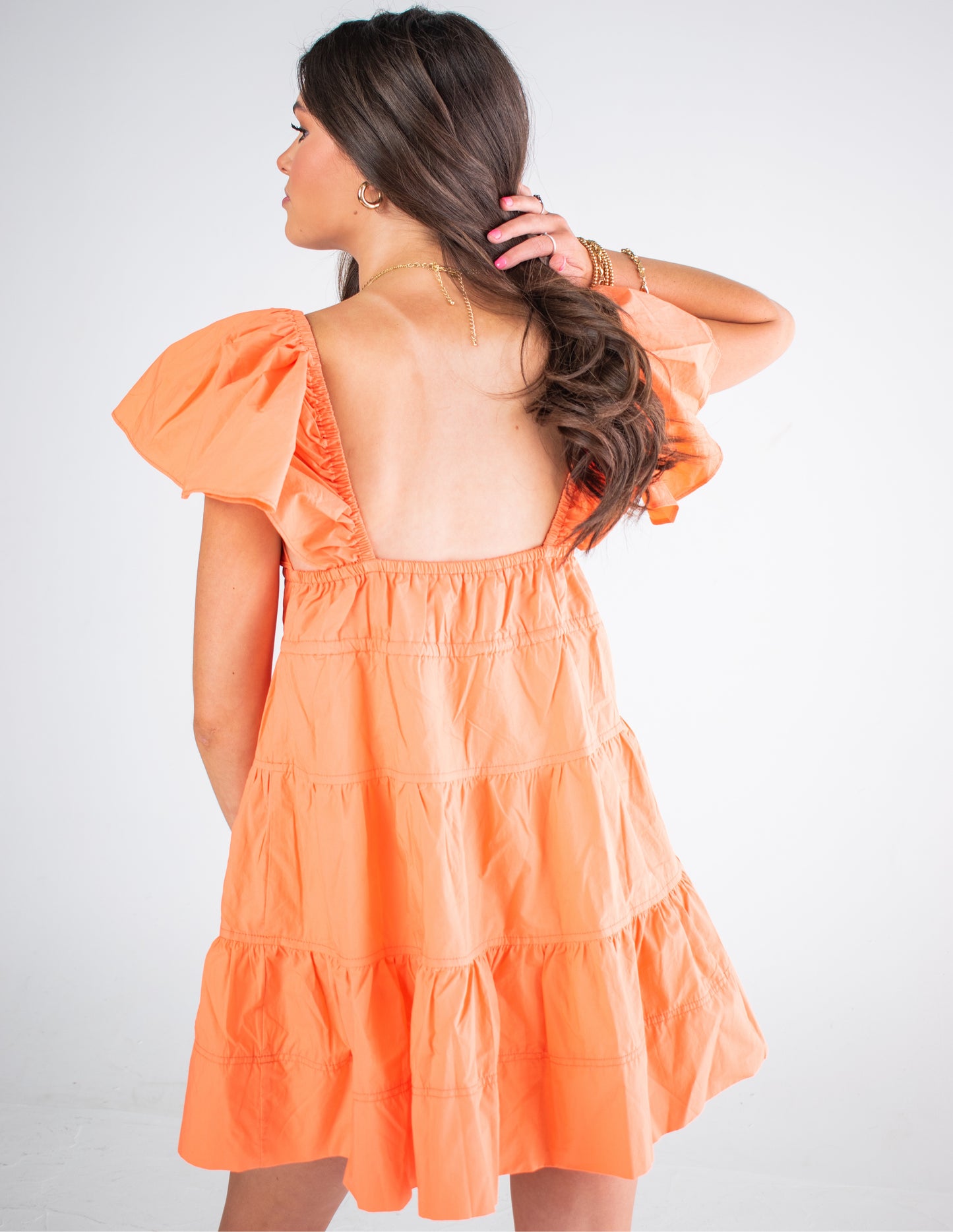 Sunkist Orange Ruffle Dress