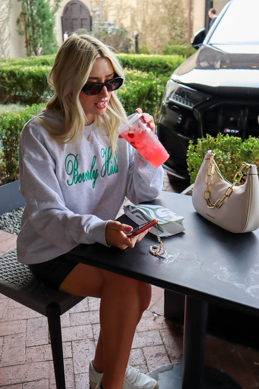 Beverly Hills Embroidered Oversized Crewneck