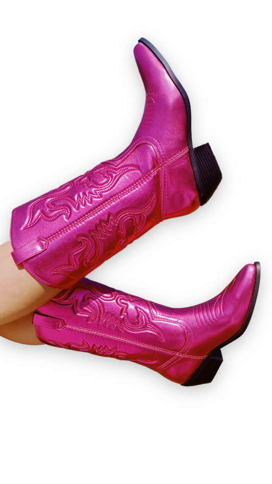 Cowboy Killer Pink Metallic Boots